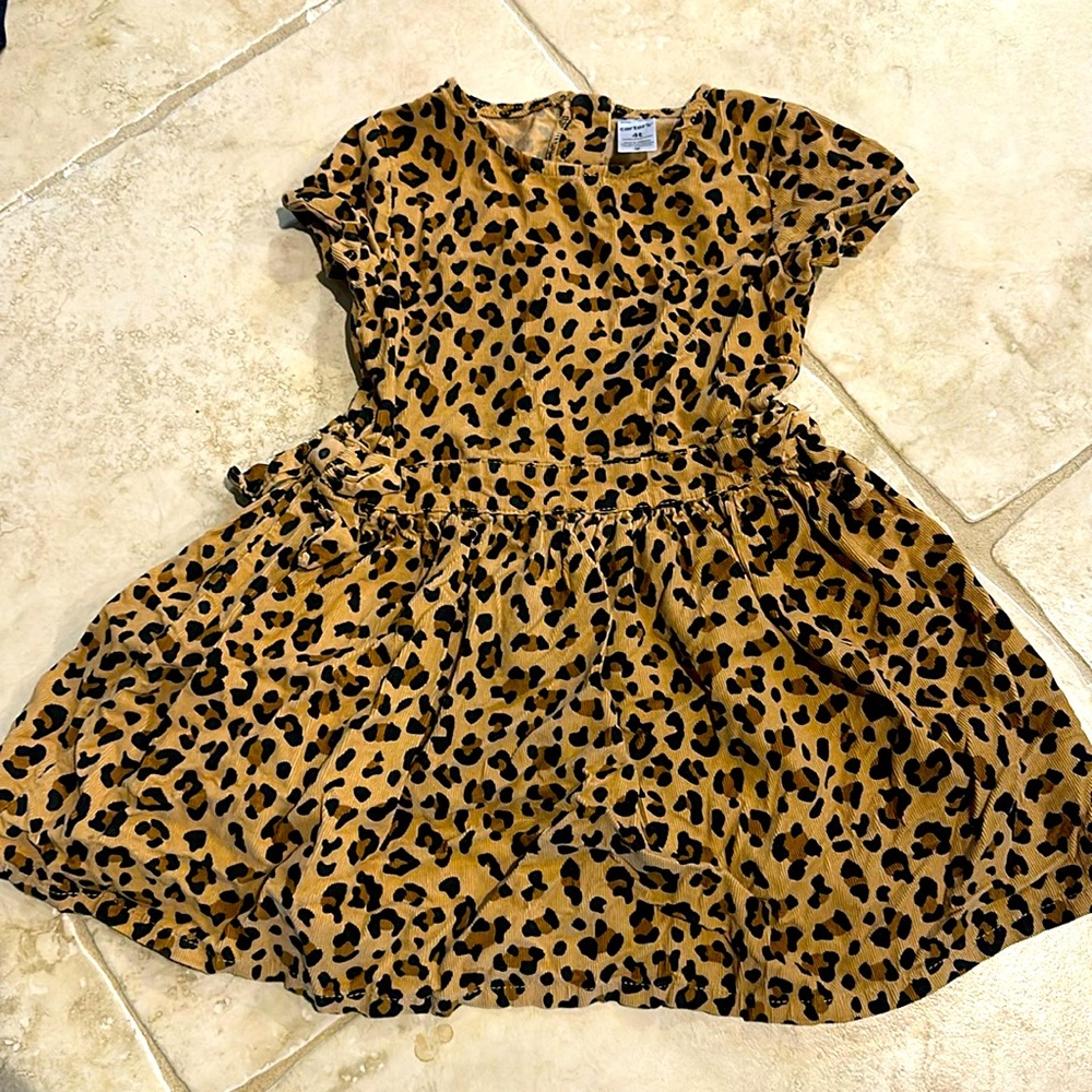 Leopard corduroy dress